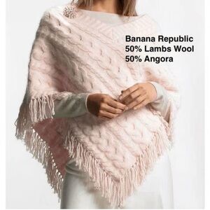 Banana Republic Blush Pale Pink Cable Knit Sweater Pullover Poncho